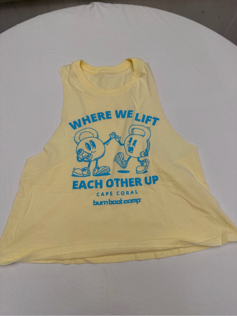 Burn Boot Camp Yellow Graphic Tank - "Where We Lift Each Other Up"
